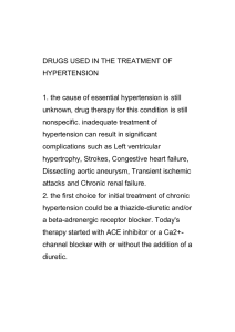 DRUGS USED IN THE TREATMENT OF HYPERTENSION