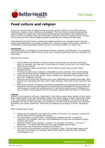 Food culture and religion - Imagine Education Australia