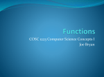 Functions - Joe Bryan Computer Science Department