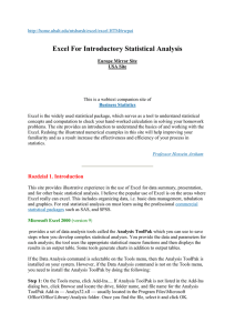 Excel For Introductory Statistical Analysis