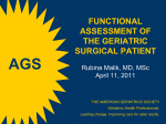 Functional Assessment of the Geriatric Surgical Patient