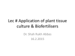 Lec # Application of plant tissue culture
