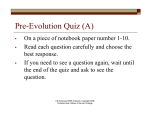 Pre-Evolution Quiz (A) - Harvard Life Science Outreach Program