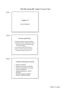 Chapter 15 Control of Enzyme Activity