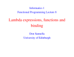 Lambda expressions, functions and binding
