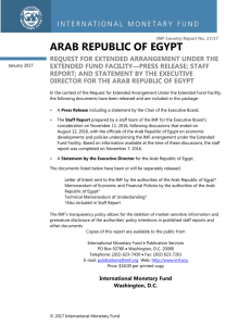 Arab Republic of Egypt Request For Extended Arrangement Under