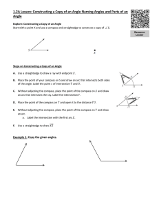 1.2A Lesson: Constructing a Copy of an Angle Naming Angles and