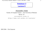 Database 2 -- Lecture II - Faculty of Computer Science