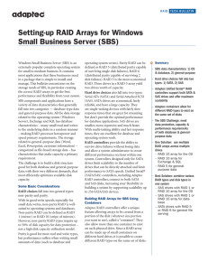 Setting-up RAID Arrays for Windows Small Business Server (SBS)