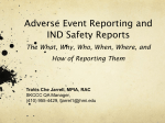 Adverse Event Reporting and IND Safety Reports