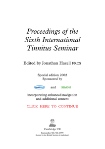 Proceedings of the Sixth International Tinnitus Seminar