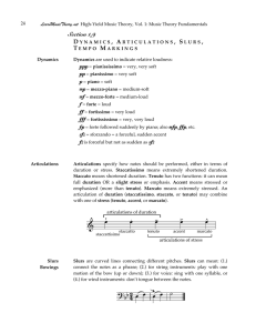 Dynamics, Articulations, Slurs, Tempo Markings