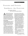 Proteins and Protein Synthesis: A n Overview