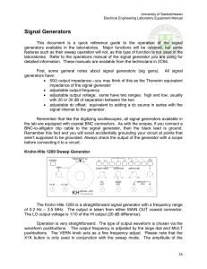 Signal Generators - University of Saskatchewan