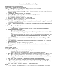 Forensic Science Final Exam Review Topics