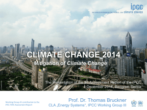 CLIMATE CHANGE 2014 Mitigation of Climate Change