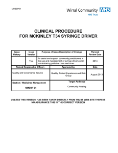 clinical procedure for mckinley t34 syringe driver