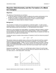 Reaction Stoichiometry and the Formation of a Metal Ion Complex