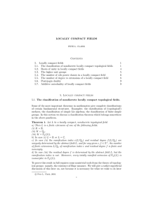 LOCALLY COMPACT FIELDS Contents 5. Locally compact fields 1