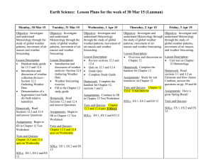 Earth Science: Lesson Plans for the week of 30 Mar 15