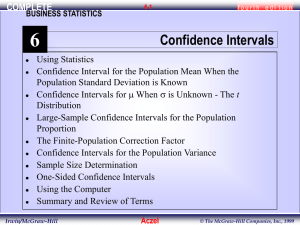 Chapter 6: Confidence Intervals