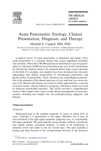 Acute Pancreatitis: Etiology, Clinical Presentation, Diagnosis, and