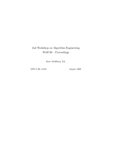 2nd Workshop on Algorithm Engineering WAE`98 { Proceedings