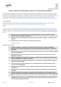 Science Grade 03 Unit 06 Exemplar Lesson 01: Sun, Earth, Moon