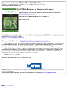 INFORMS Tutorials in Operations Research Advances in Risk