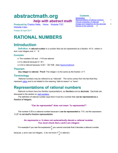 Rational Numbers - Abstractmath.org