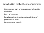 Introduction to the theory of grammar