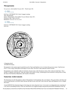 Mesopotamia Sumerian Achievements