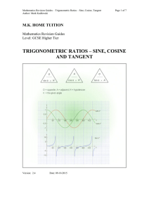 Trigonometric Ratios – Sine, Cosine, Tangent