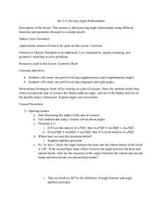 Sec 2.8: Proving Angle Relationships Description of the lesson: This