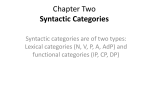 Chapter Two Syntactic Categories