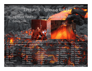 Lecture 5: Igneous Rocks