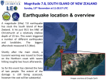 Magnitude 7.8, SOUTH ISLAND OF NEW ZEALAND Sunday, 13 th