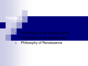 theme 2. philosophy of the ancient world, middle ages and