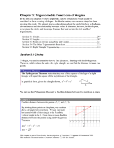 Chapter 5: Trigonometric Functions of Angles