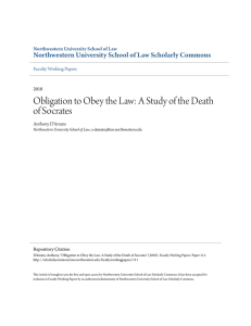 Obligation to Obey the Law: A Study of the Death of Socrates