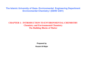 CHAPTER 1: INTRODUCTION TO ENVIRONMENTAL CHEMISTRY