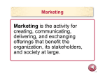 Marketing is the activity for creating, communicating, delivering, and