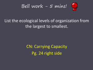 List the ecological levels of organization from the largest to smallest