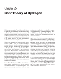 Chapter 35 Bohr Theory of Hydrogen