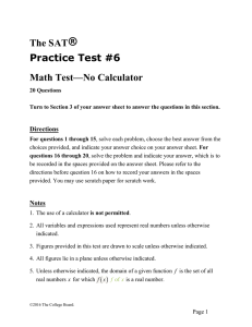 The S A T ® Practice Test #6 - collegereadiness