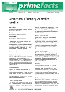 Air masses influencing Australian weather