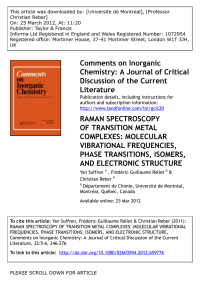 raman spectroscopy of transition metal complexes: molecular