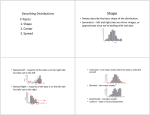 Describing Distributions 3 Topics: 1. Shape 2. Center 3. Spread
