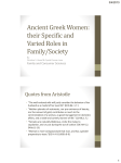 Ancient Greek Women: their Varied and Specific Roles