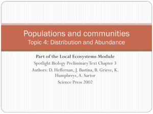 Topic 4: Distribution and Abundance